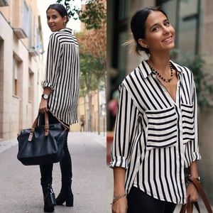 Zara Black & White Blouse